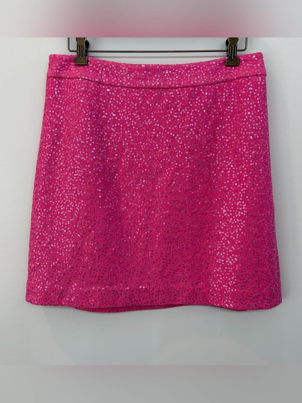 Loft Sequined Mini Skirt Womens Size 8 Pink Wool Party Barbiecore Office Wear